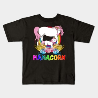 Cute Mamacorn Unicorn Mom Adorable Loving Mama Kids T-Shirt